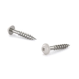 Wood Screw, White Pan Washer, Square Drive, Coarse Thread, Regular Wood Point