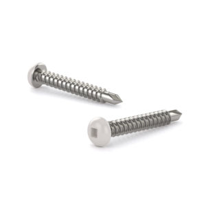 Metal Screw, White Pan Head, Square Drive, Self-Tapping Thread, Self-Drilling Point